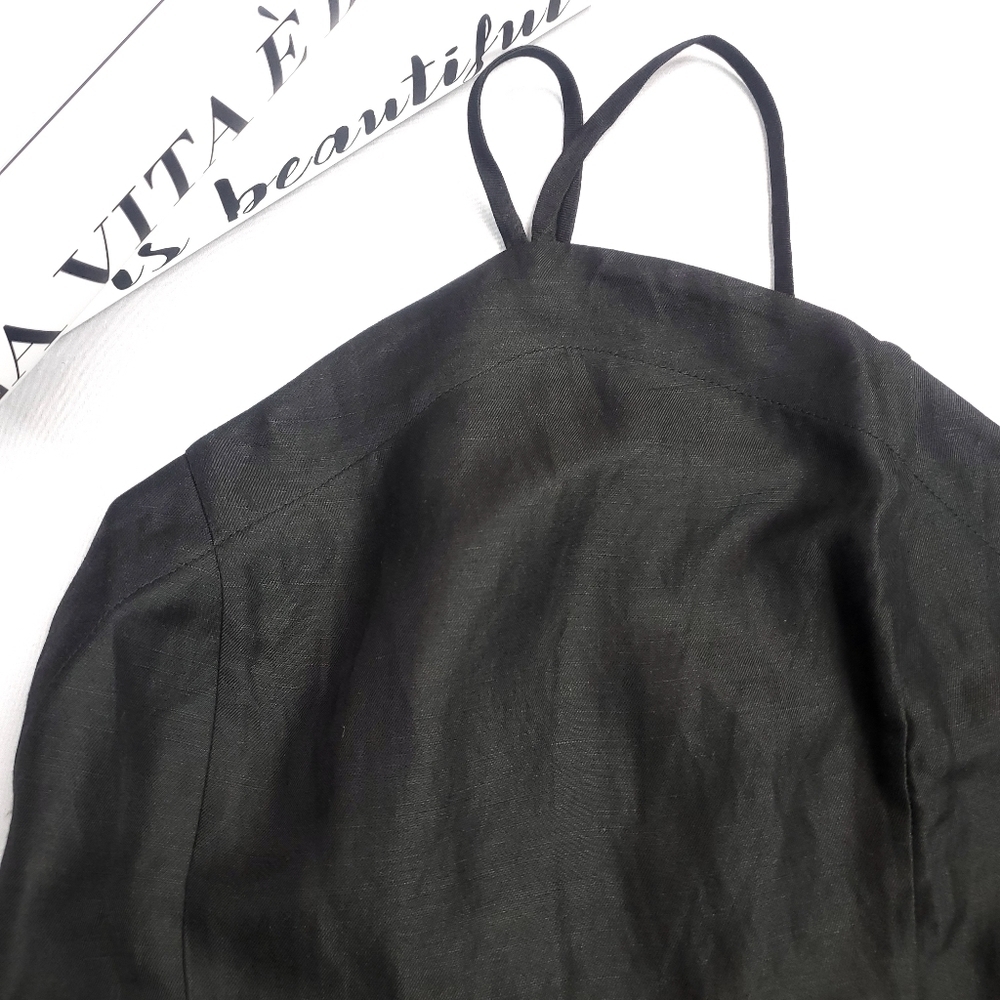 NWT Capulet Revolve Linen Blend Halter Open-Back Little Black Cocktail Dress - Picture 6 of 9
